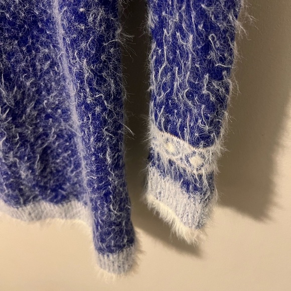 Anthropologie Sleeping On Snow Faroe Off Shoulder Sweater Blue Small - Picture 5 of 12